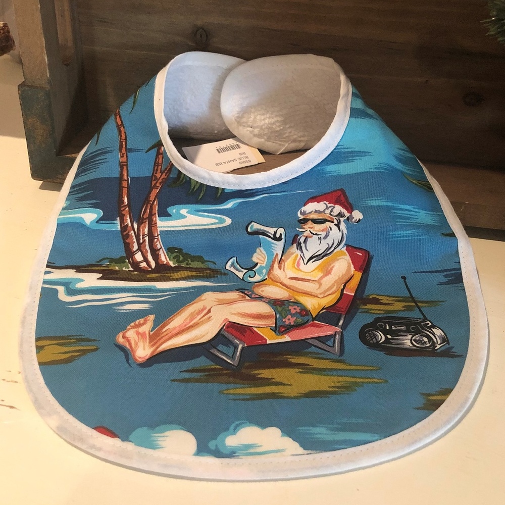 Kilohana Surfs Up Hawaiian Santa Claus Baby Bib